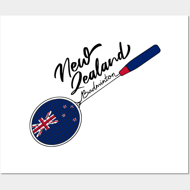 New Zealand Badminton Racquet Sports (New Zealand) Flag Wall Art by Mochabonk